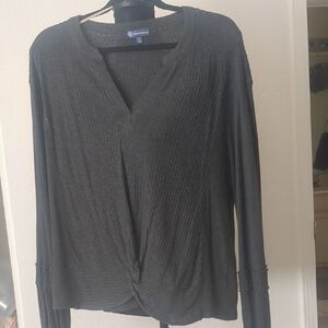 Democracy  1x Charcoal Textured Knit Top Good Condition